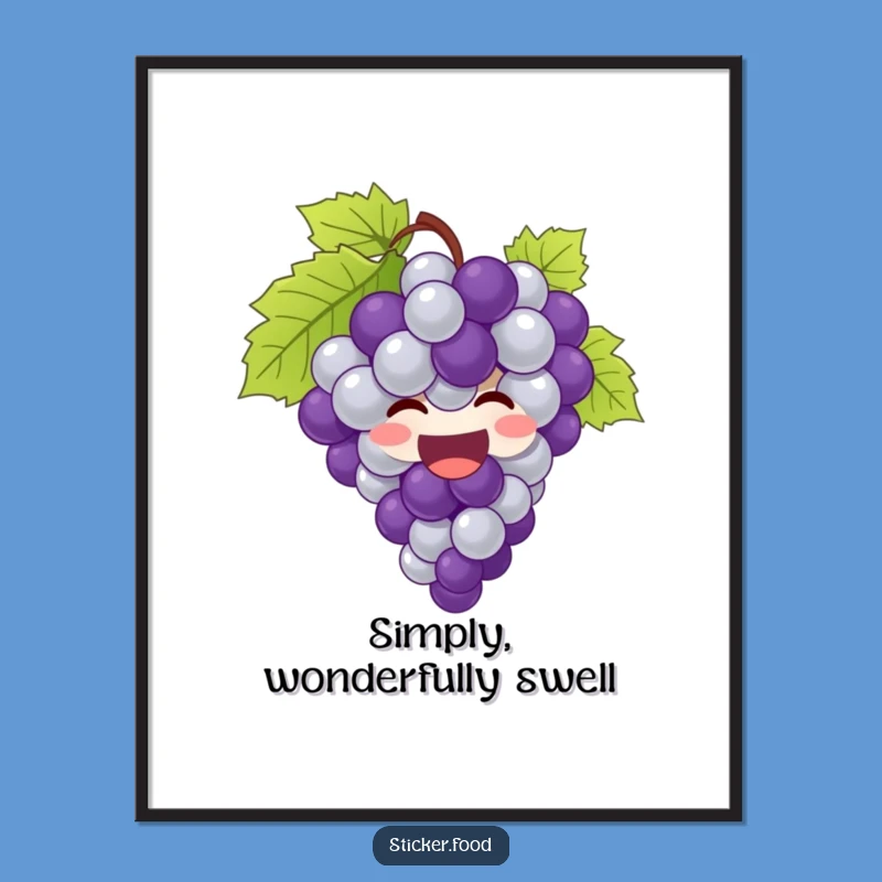 Funny Grapes Digital Art: Joyful Wall Decor, Instant Humorous Gift