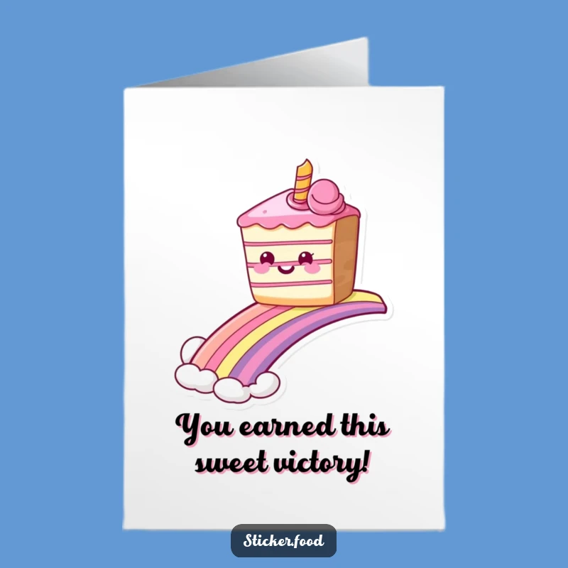 Free Printable Funny Cake Congrats Card - Rainbow Sliding Dessert Digital Download