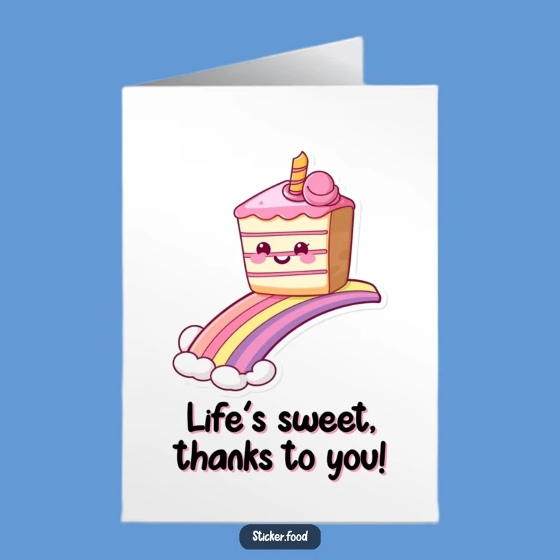 Free Printable Funny Cake Thank You Card - Rainbow Sliding Dessert Downloadable Appreciation