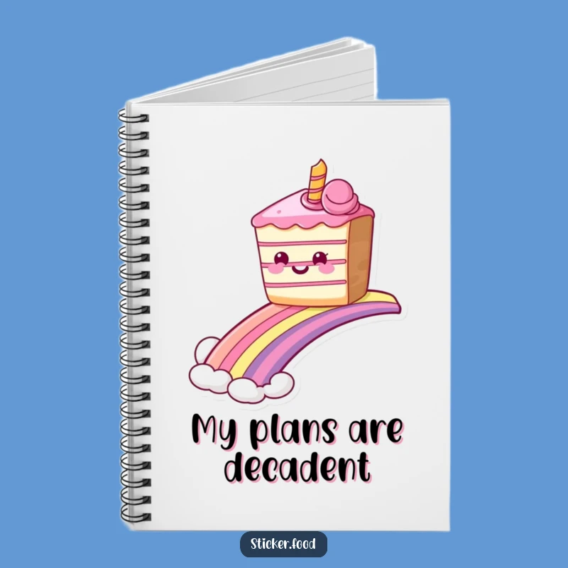Funny Grinning Cake Rainbow Notebook, Sweet Ride Journal for Ideas