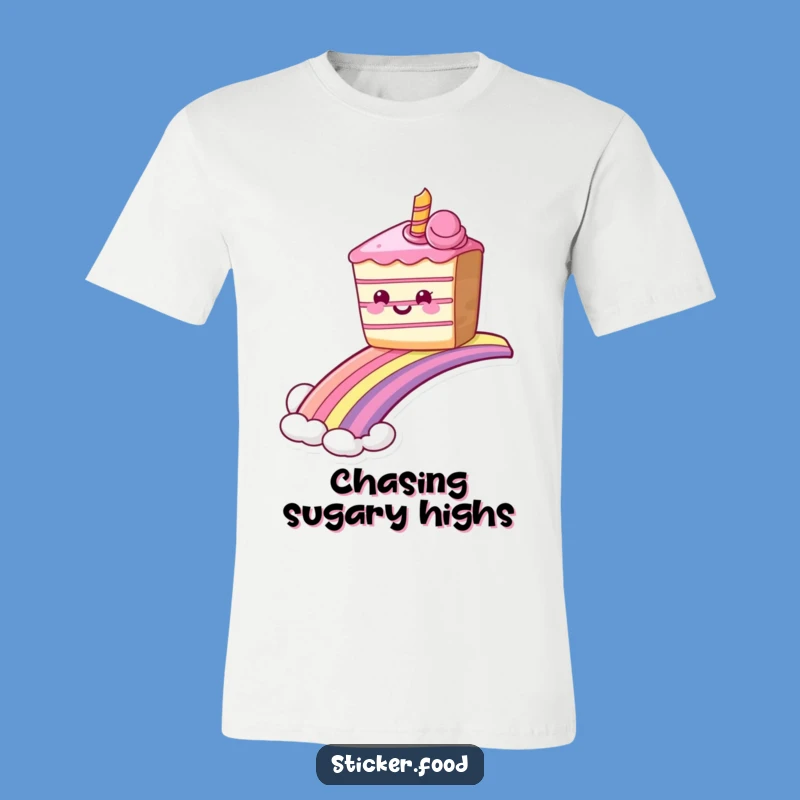 Funny Grinning Cake Rainbow T-Shirt, Sweet Ride Humorous Apparel